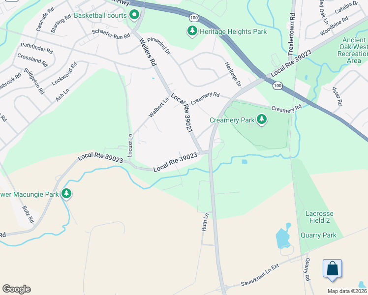 map of restaurants, bars, coffee shops, grocery stores, and more near 1938A Weilers Road in Alburtis