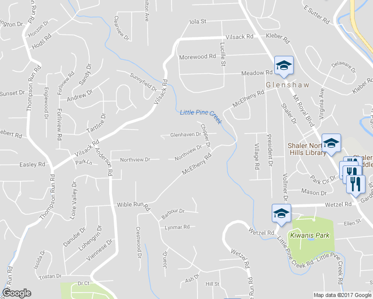 map of restaurants, bars, coffee shops, grocery stores, and more near 510 Northview Drive in Glenshaw