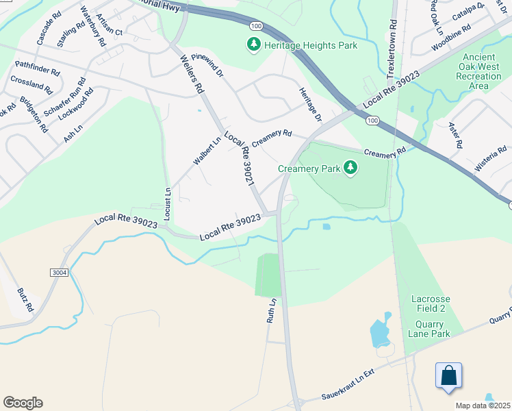 map of restaurants, bars, coffee shops, grocery stores, and more near 2010 Weilers Road in Alburtis