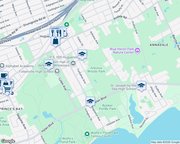 map of restaurants, bars, coffee shops, grocery stores, and more near 194 Stecher Street in Staten Island