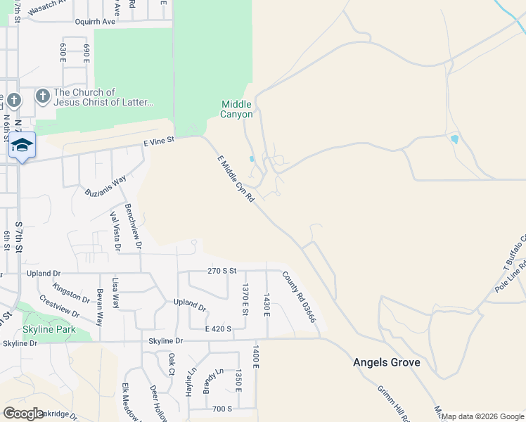 map of restaurants, bars, coffee shops, grocery stores, and more near 1545 Middle Canyon Road in Tooele