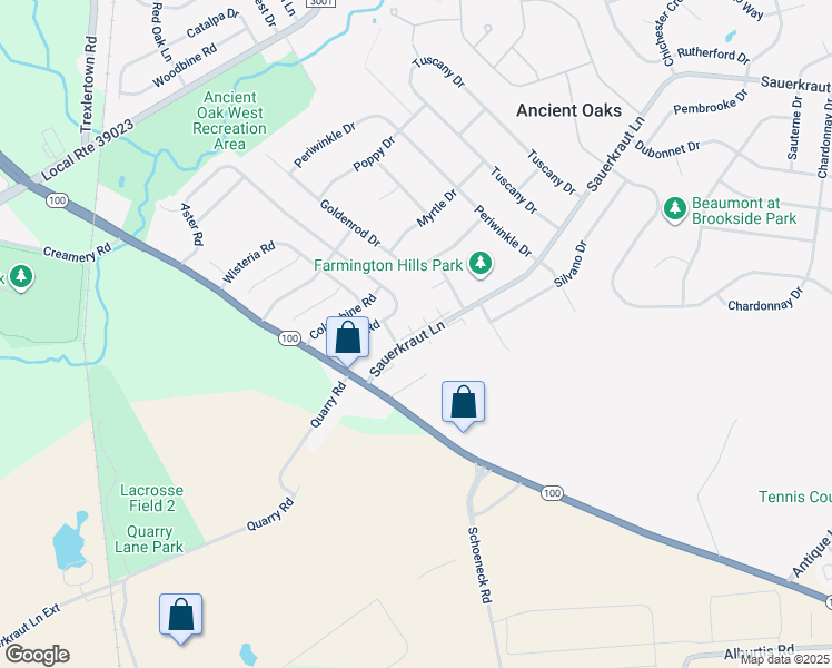 map of restaurants, bars, coffee shops, grocery stores, and more near 7318F Sauerkraut Lane in Macungie