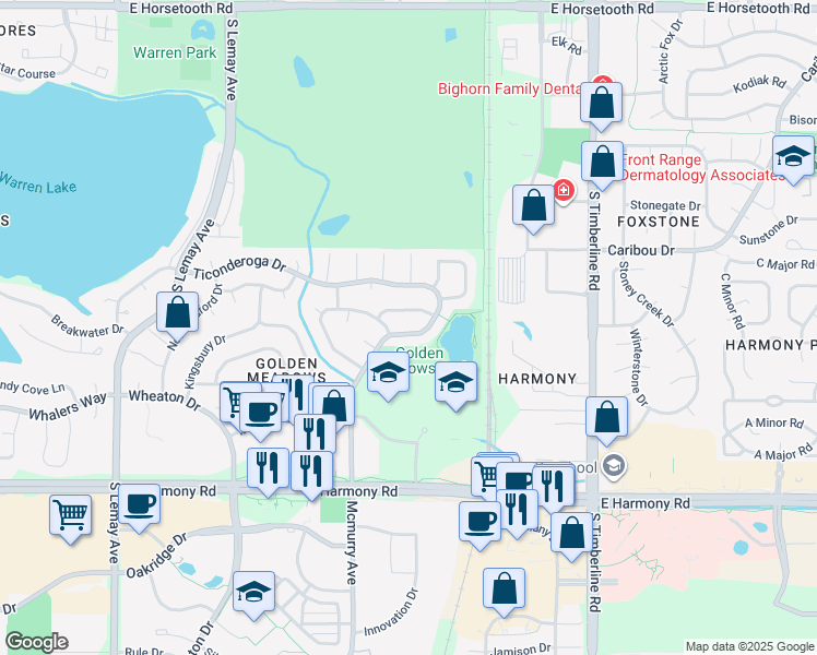 map of restaurants, bars, coffee shops, grocery stores, and more near 4249 Mcmurry Avenue in Fort Collins