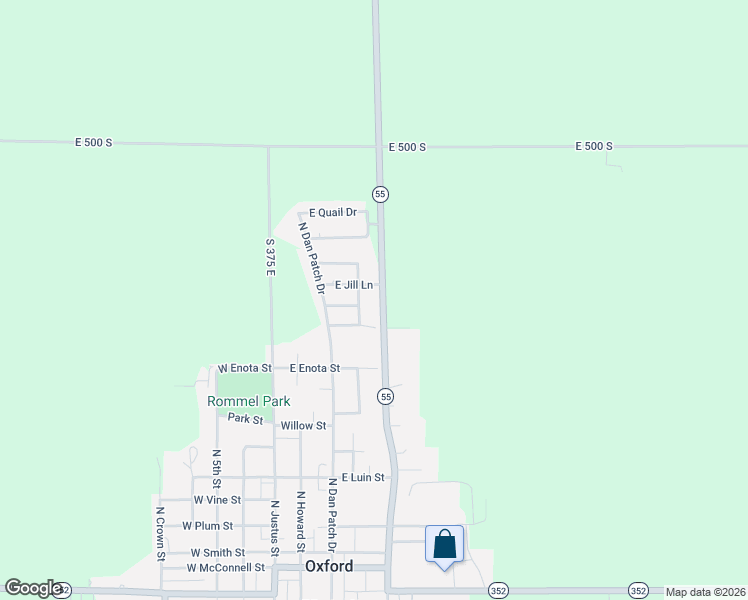 map of restaurants, bars, coffee shops, grocery stores, and more near 1004 North Michigan Street in Oxford