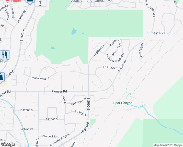 map of restaurants, bars, coffee shops, grocery stores, and more near 2013 Graystone Lane in Draper