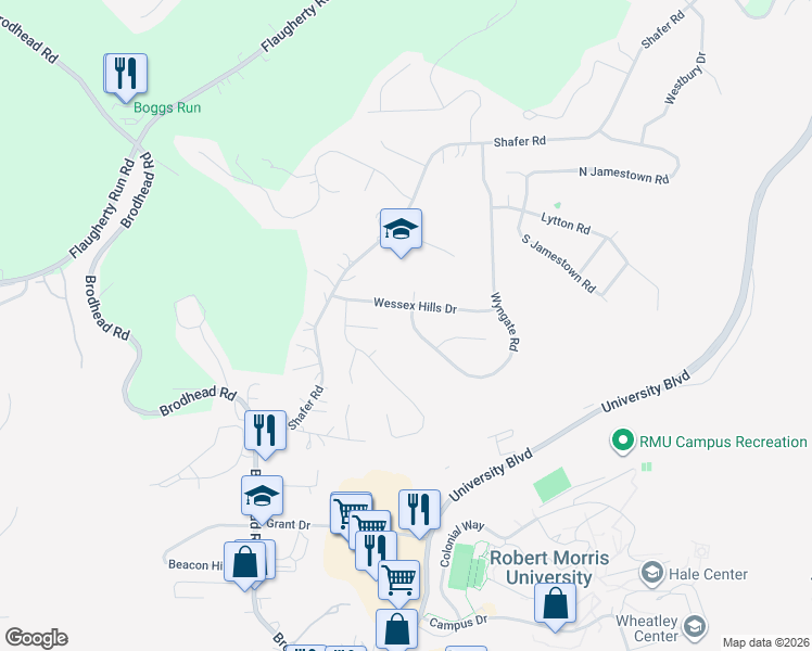 map of restaurants, bars, coffee shops, grocery stores, and more near 255 Wyngate Road in Carnot-Moon