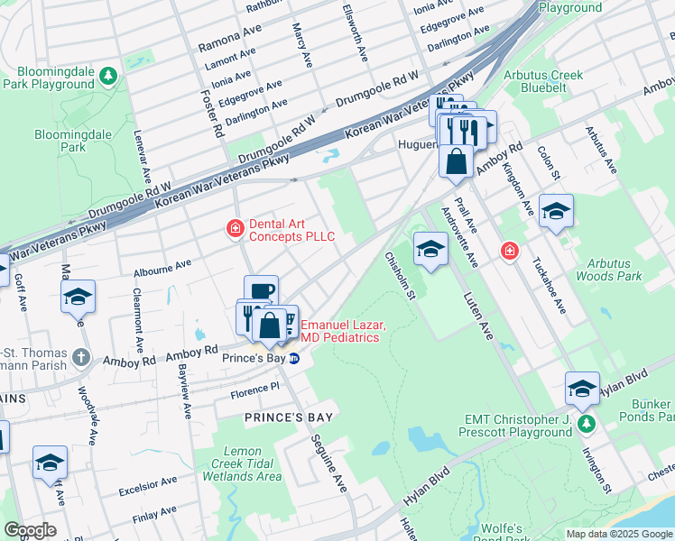 map of restaurants, bars, coffee shops, grocery stores, and more near in Staten Island