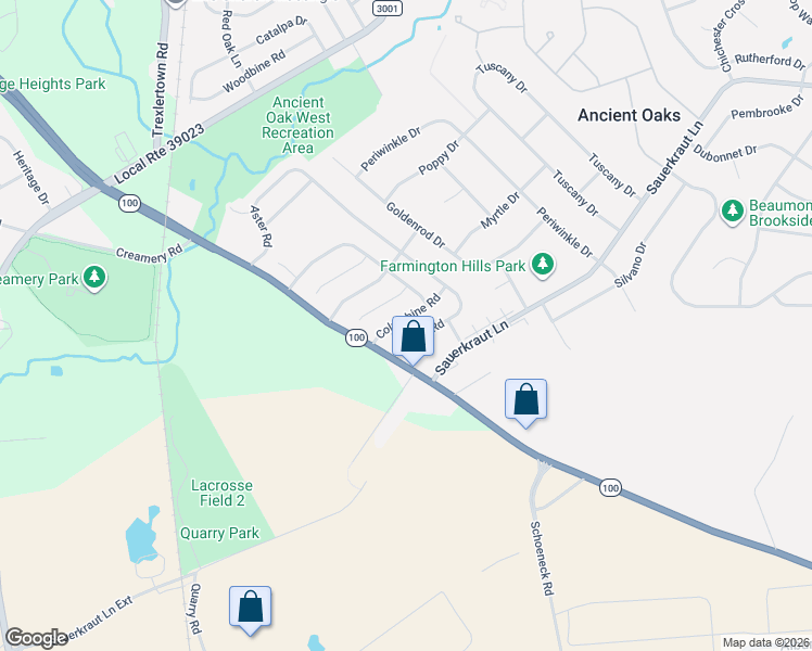 map of restaurants, bars, coffee shops, grocery stores, and more near 7460 Columbine Rd in Macungie