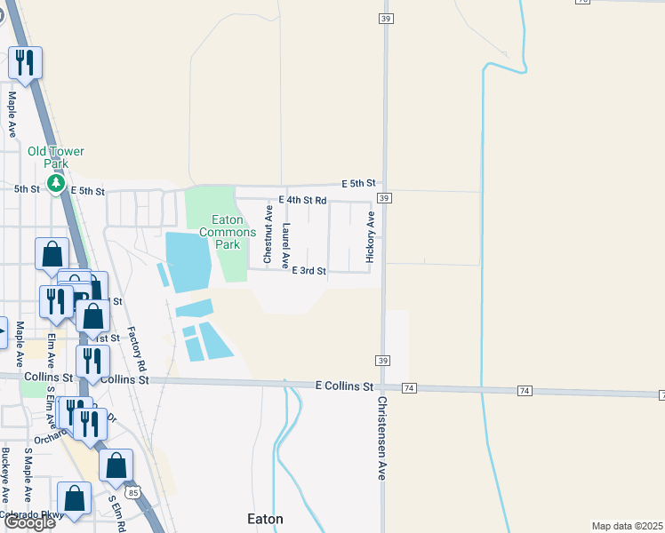 map of restaurants, bars, coffee shops, grocery stores, and more near 306 Sycamore Avenue in Eaton