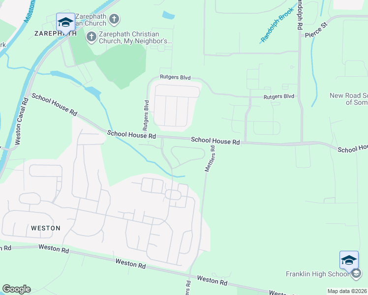 map of restaurants, bars, coffee shops, grocery stores, and more near 45 Bryant Court in Franklin Township