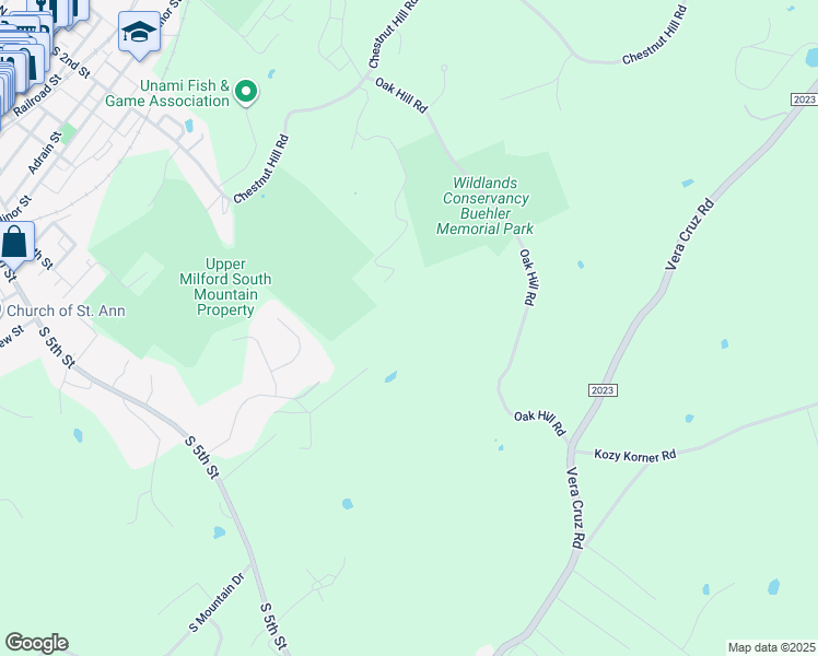 map of restaurants, bars, coffee shops, grocery stores, and more near 4551 Oak Hill Road in Emmaus