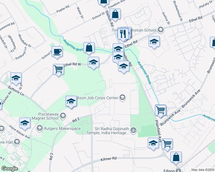 map of restaurants, bars, coffee shops, grocery stores, and more near 8 Mindy Lane in Piscataway
