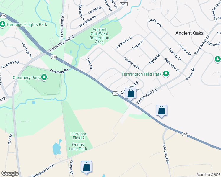 map of restaurants, bars, coffee shops, grocery stores, and more near 7570 Foxglove Place in Macungie
