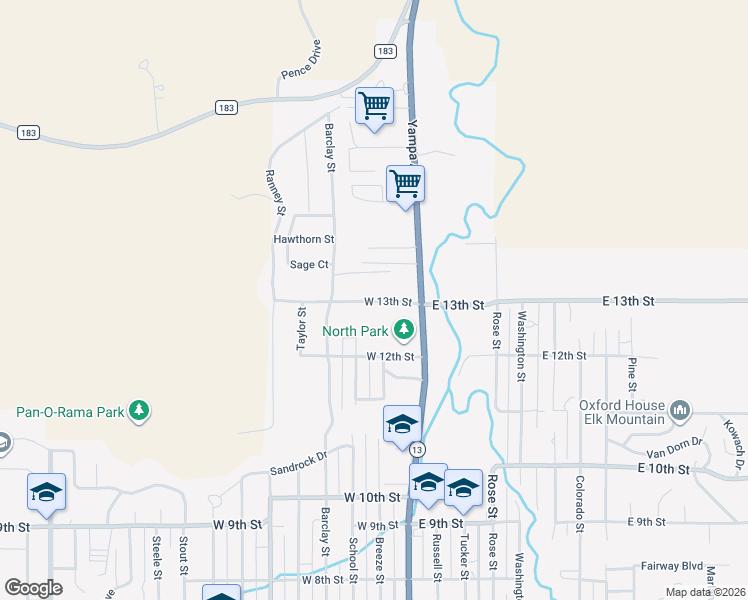 map of restaurants, bars, coffee shops, grocery stores, and more near 46-50 West 13th Street in Craig