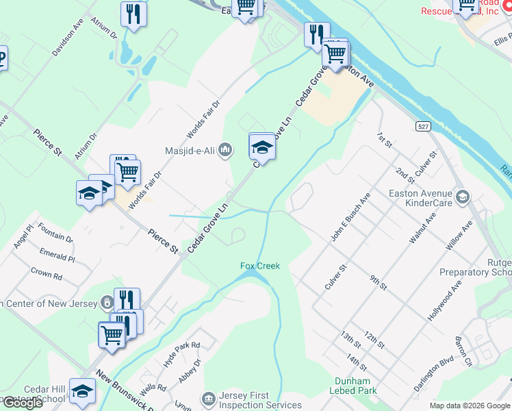 map of restaurants, bars, coffee shops, grocery stores, and more near 165 Carson Court in Franklin Township