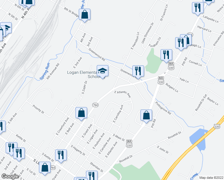 map of restaurants, bars, coffee shops, grocery stores, and more near in Blair County