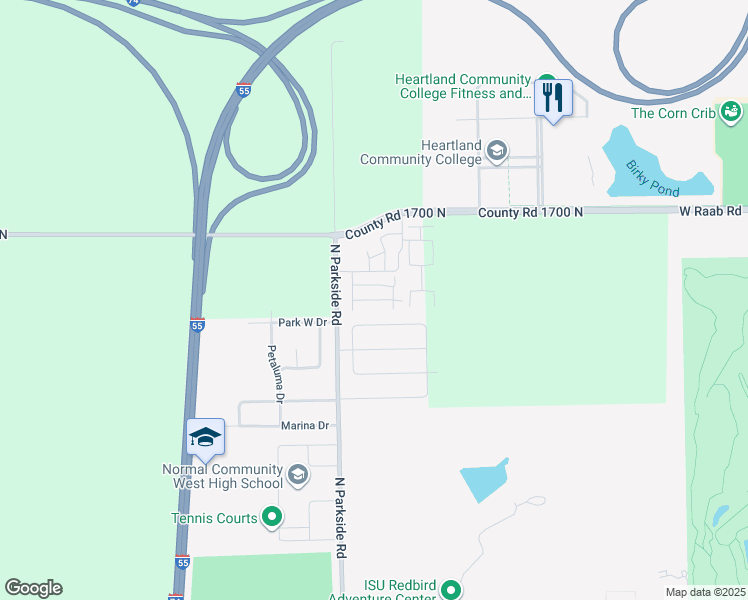 map of restaurants, bars, coffee shops, grocery stores, and more near 1780 Putnam Avenue in Normal