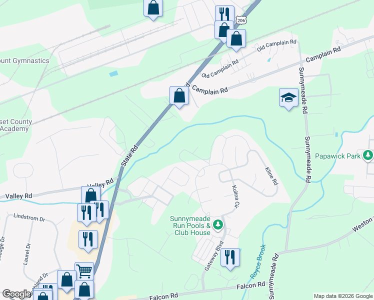 map of restaurants, bars, coffee shops, grocery stores, and more near 211 U.S. 206 in Hillsborough Township