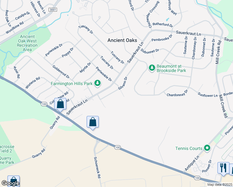 map of restaurants, bars, coffee shops, grocery stores, and more near 2370 Silvano Drive in Macungie
