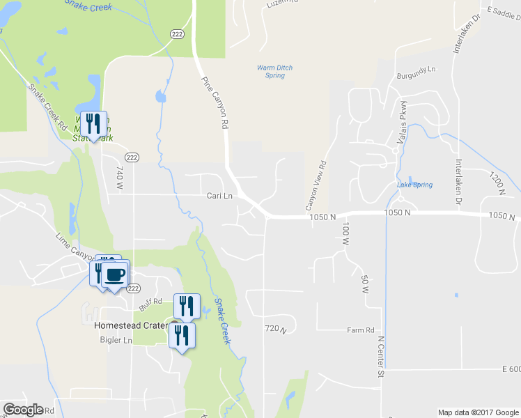 map of restaurants, bars, coffee shops, grocery stores, and more near 521 Pine Canyon Road in Midway