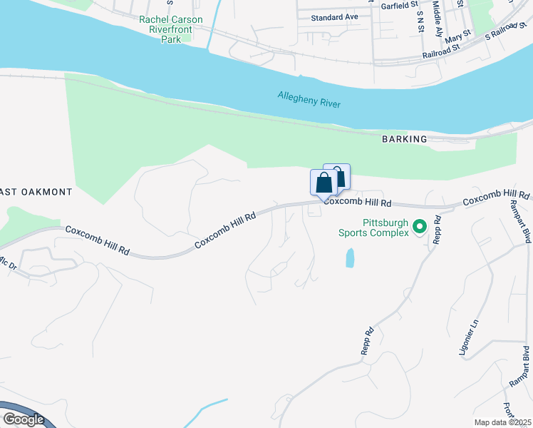 map of restaurants, bars, coffee shops, grocery stores, and more near 200 Olivia Drive in New Kensington