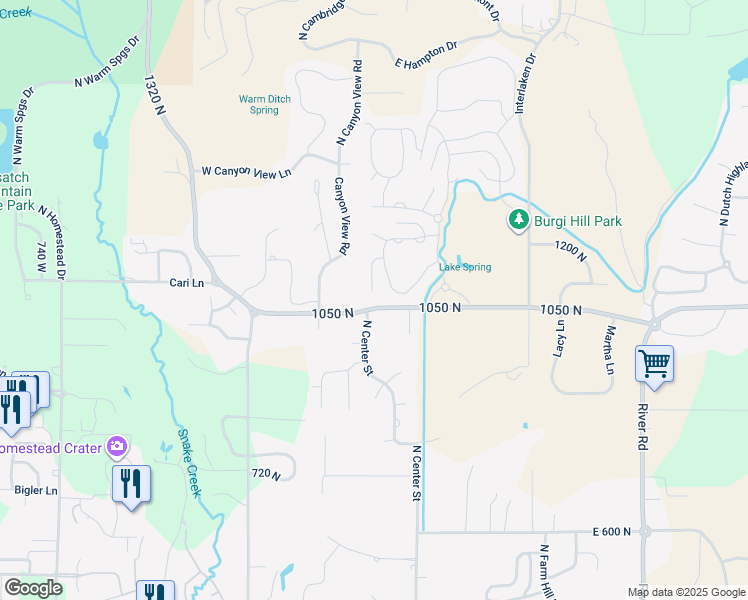 map of restaurants, bars, coffee shops, grocery stores, and more near 1084 Matterhorn Court in Midway