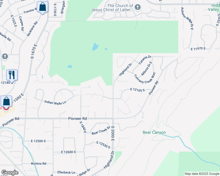 map of restaurants, bars, coffee shops, grocery stores, and more near 2026 Tivoli Hills Drive in Draper