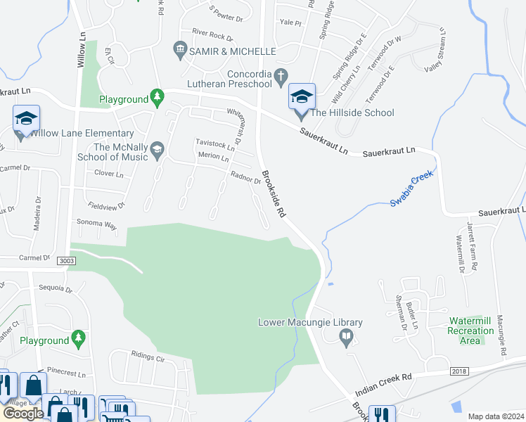 map of restaurants, bars, coffee shops, grocery stores, and more near 2953 Aronimink Place in Macungie