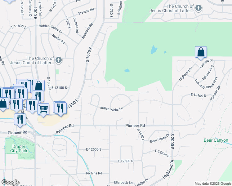 map of restaurants, bars, coffee shops, grocery stores, and more near 1766 South 1775 East in Sandy