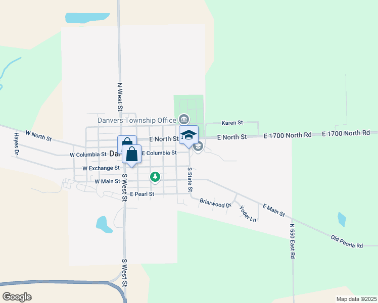 map of restaurants, bars, coffee shops, grocery stores, and more near 205 North State Street in Danvers