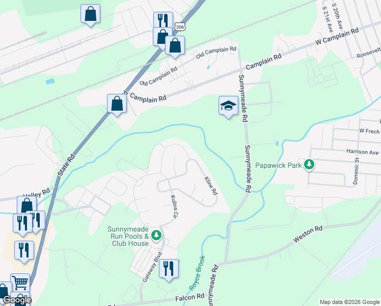 map of restaurants, bars, coffee shops, grocery stores, and more near 6 Potter Road in Hillsborough Township