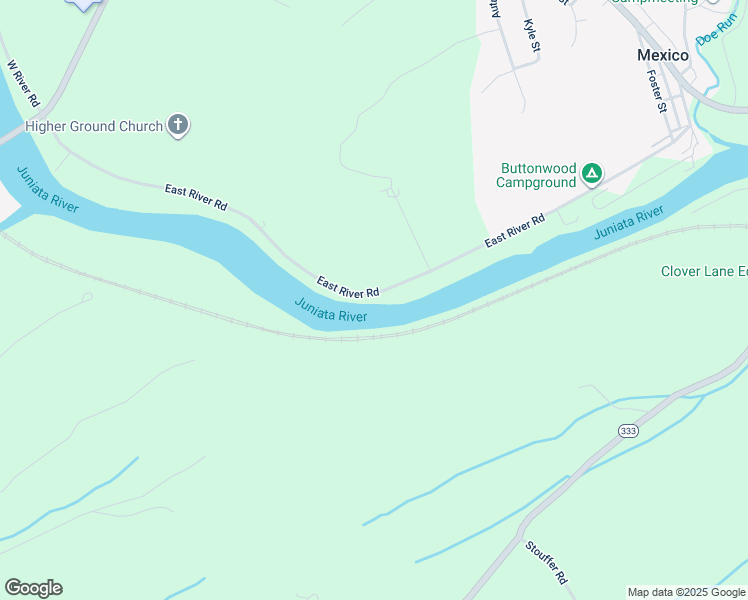 map of restaurants, bars, coffee shops, grocery stores, and more near 892 East River Road in Mifflintown