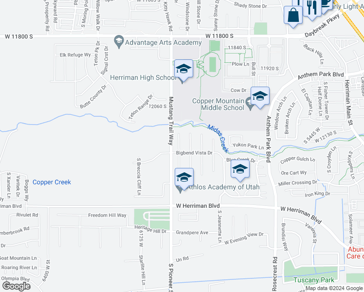 map of restaurants, bars, coffee shops, grocery stores, and more near 12197 South Tule Mountain Cove in Herriman