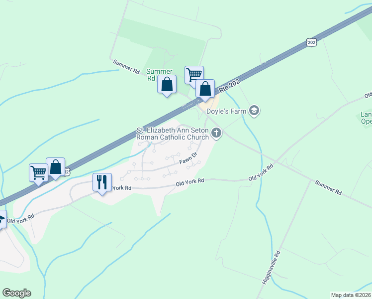 map of restaurants, bars, coffee shops, grocery stores, and more near in Readington Township