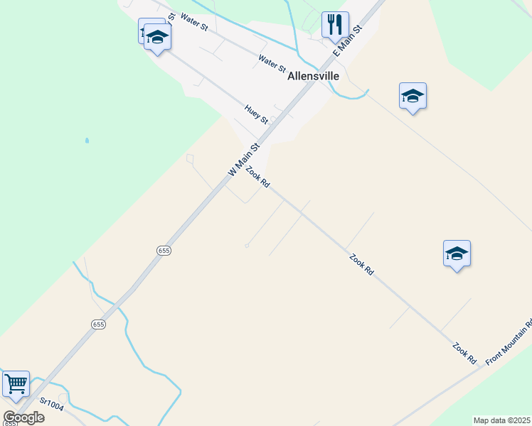 map of restaurants, bars, coffee shops, grocery stores, and more near 25 Farm View Drive in Allensville