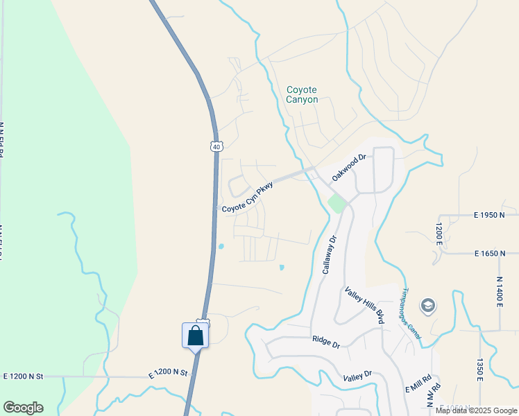 map of restaurants, bars, coffee shops, grocery stores, and more near Coyote Lane in Heber City