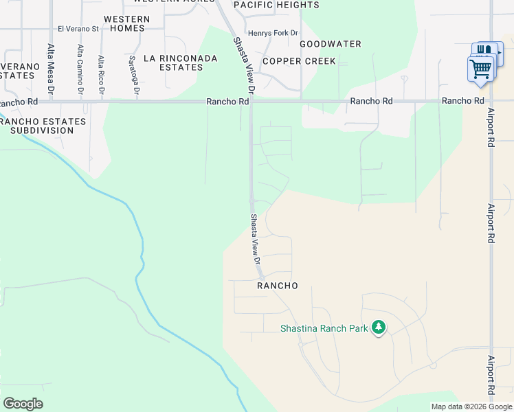 map of restaurants, bars, coffee shops, grocery stores, and more near 2873 Rancho Road in Redding