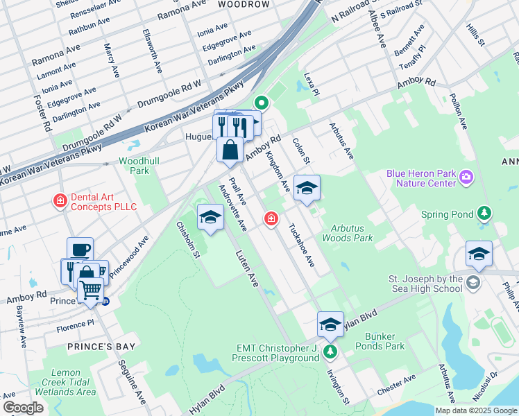 map of restaurants, bars, coffee shops, grocery stores, and more near 1000 Huguenot Avenue in Staten Island