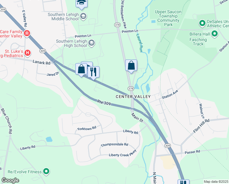map of restaurants, bars, coffee shops, grocery stores, and more near 6018 Main Street in Lehigh County