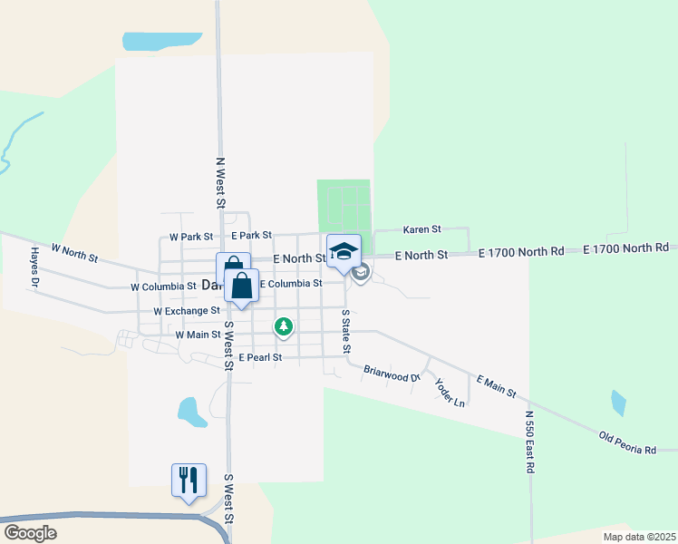 map of restaurants, bars, coffee shops, grocery stores, and more near 205 North State Street in Danvers