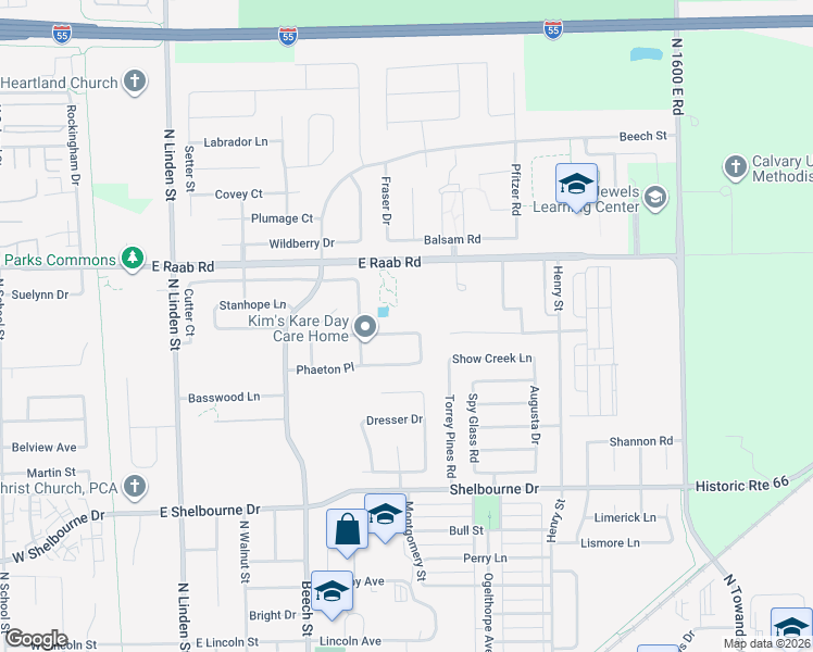map of restaurants, bars, coffee shops, grocery stores, and more near 812 Landau Lane in Normal