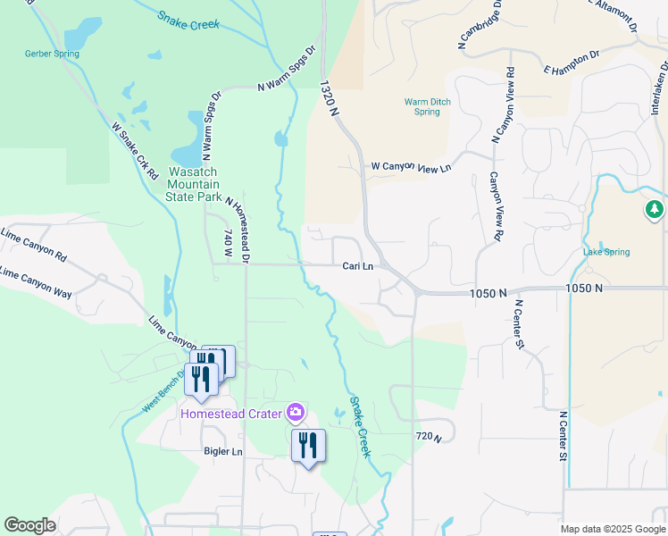map of restaurants, bars, coffee shops, grocery stores, and more near 515 Cari Lane in Midway
