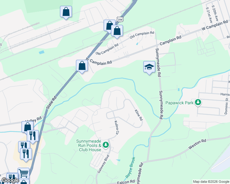 map of restaurants, bars, coffee shops, grocery stores, and more near 6 Potter Road in Hillsborough Township
