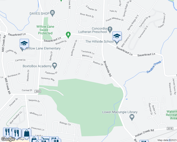 map of restaurants, bars, coffee shops, grocery stores, and more near 2834 Whitemarsh Place in Macungie