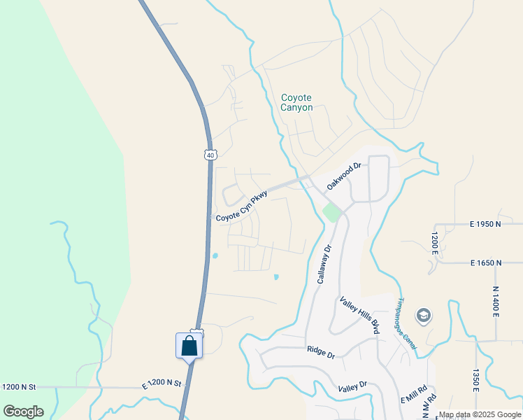 map of restaurants, bars, coffee shops, grocery stores, and more near Coyote Lane in Heber City