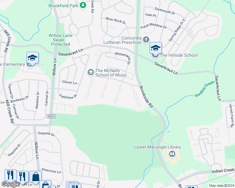 map of restaurants, bars, coffee shops, grocery stores, and more near 2915 Whitemarsh Place in Macungie