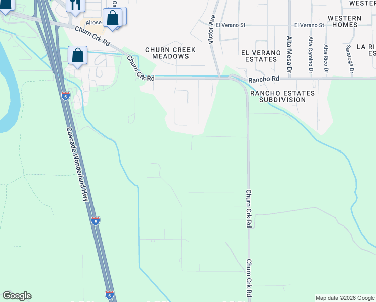 map of restaurants, bars, coffee shops, grocery stores, and more near 8248 Churn Creek Road in Redding