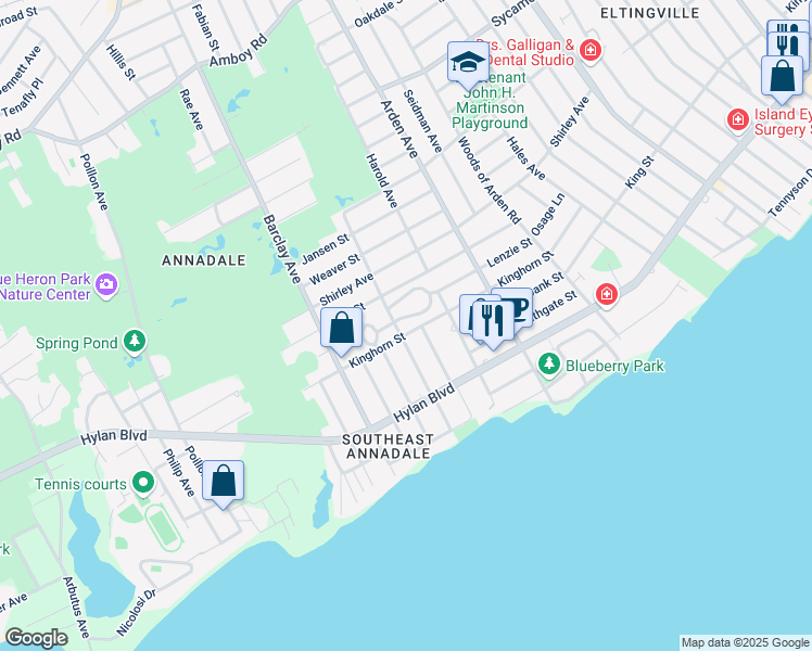 map of restaurants, bars, coffee shops, grocery stores, and more near 247 Kinghorn Street in Staten Island
