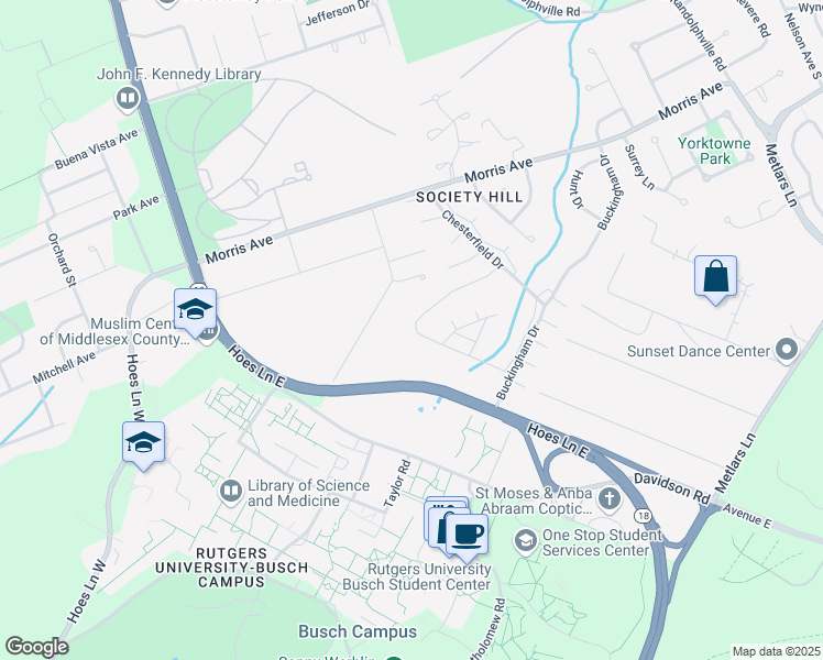 map of restaurants, bars, coffee shops, grocery stores, and more near 324 Hampshire Court in Piscataway