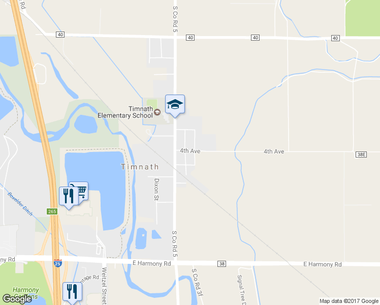 map of restaurants, bars, coffee shops, grocery stores, and more near 4101 Kern Street in Timnath